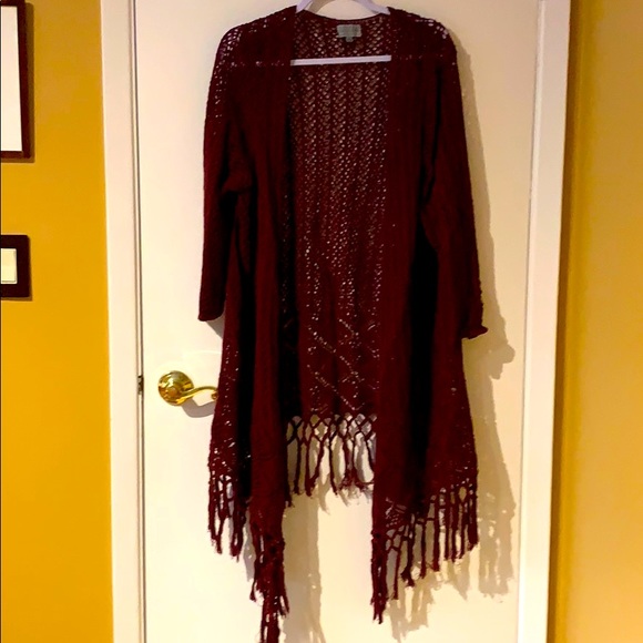 Maroon macrame style open from cardigan size 2X - Picture 1 of 7